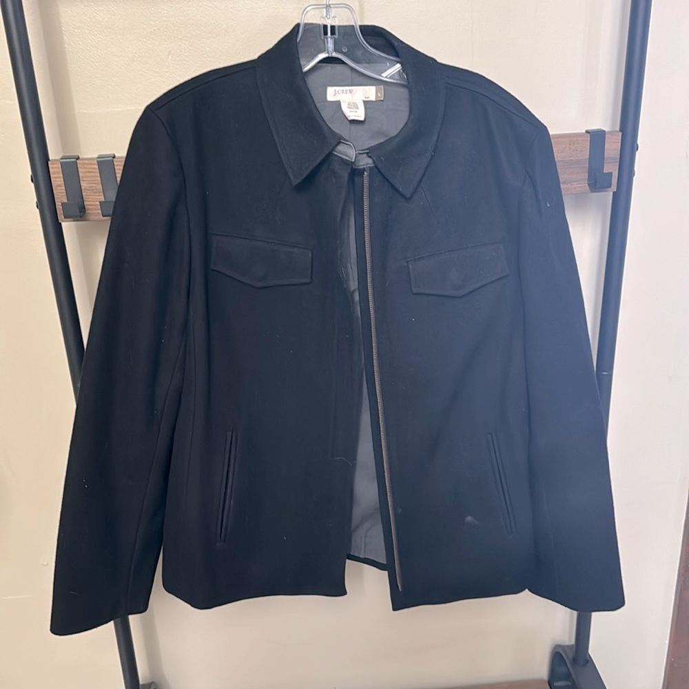 J Crew classic black wool jacket sz l